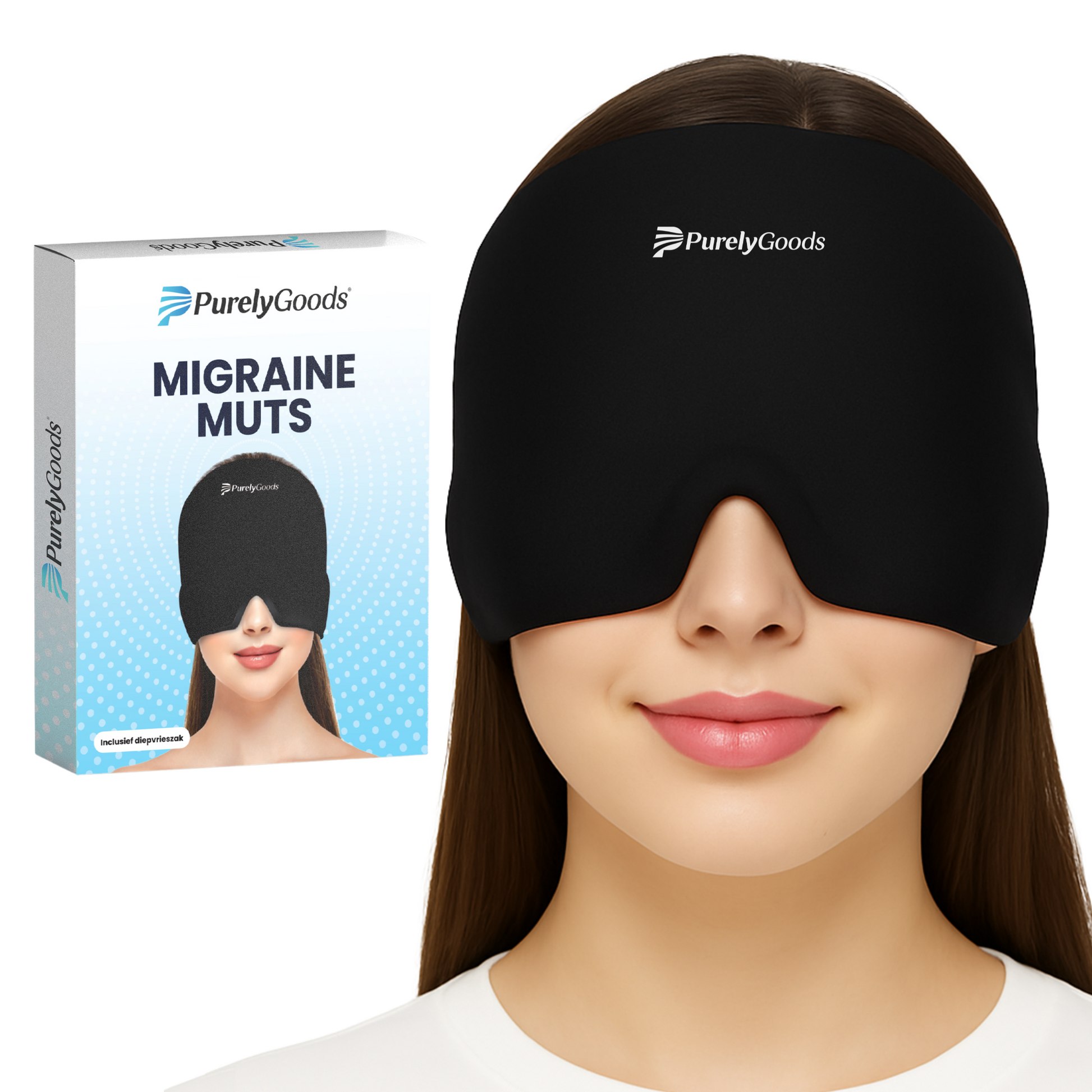 PurelyGoods migraine masker met verpakking – verkoelend hoofdpijn muts