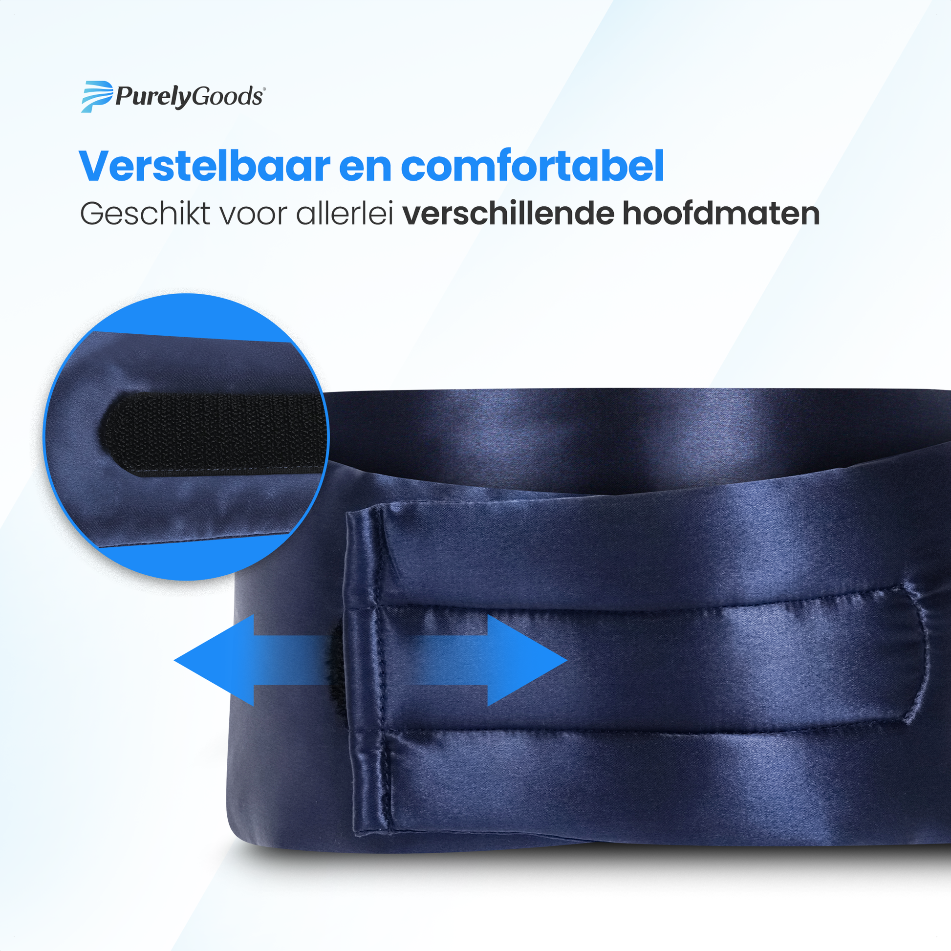 PurelyGoods zijden slaapmasker verstelbaar met klittenband