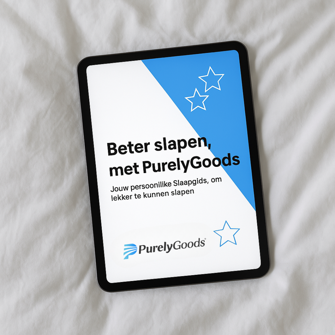 Beter slapen met PurelyGoods slaapgids op bed