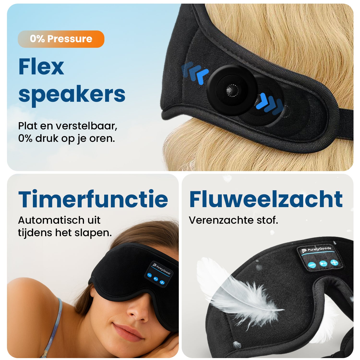 Unieke eigenschappen slaapmasker koptelefoon PurelyGoods
