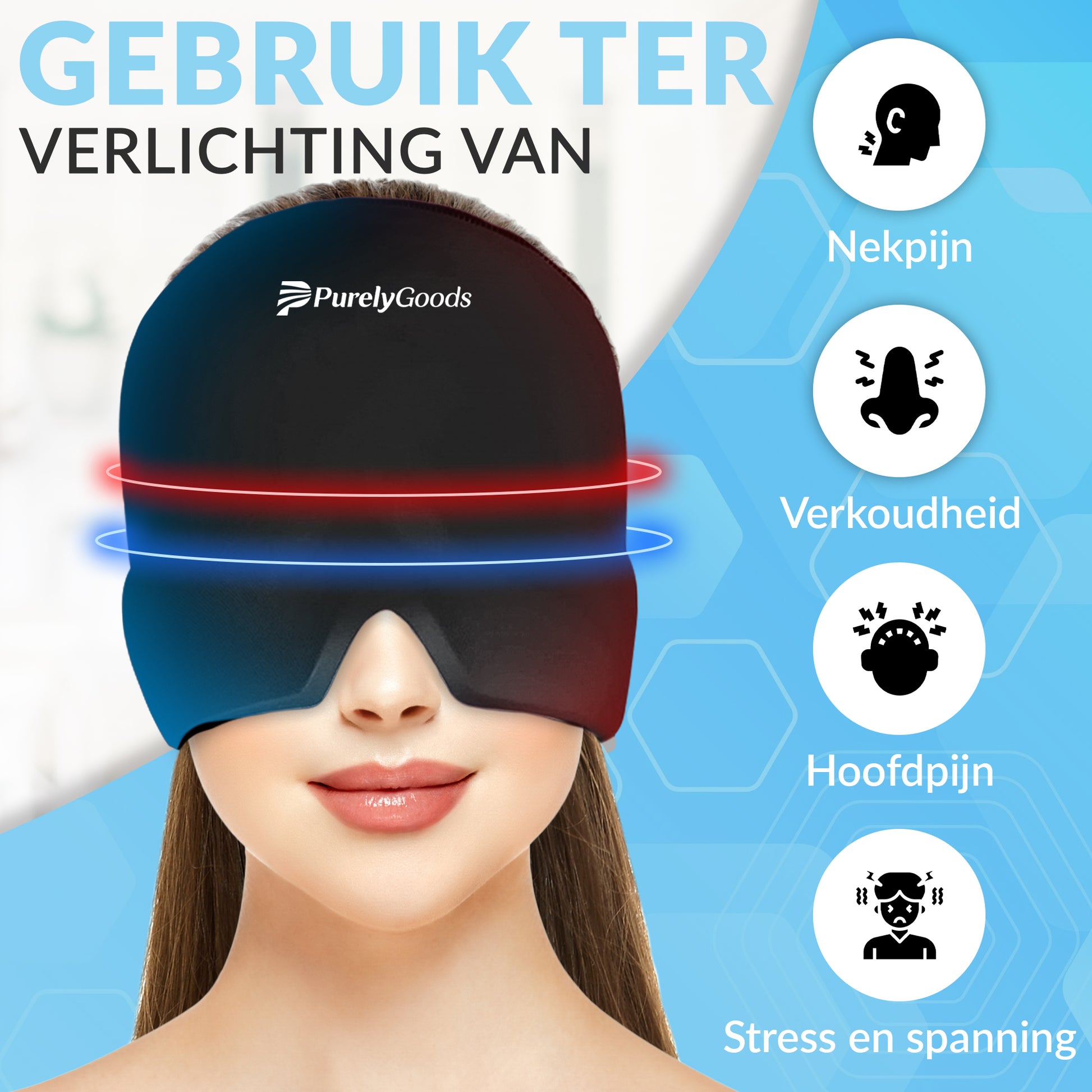 PurelyGoods migraine muts verlicht hoofdpijn, nekpijn, verkoudheid en stress