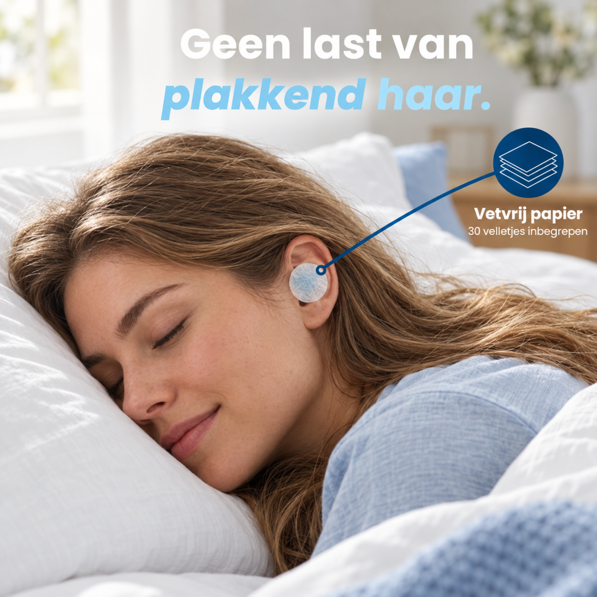 PurelyGoods oordoppen met vetvrij papier tegen plakkend haar, 30 velletjes inbegrepe