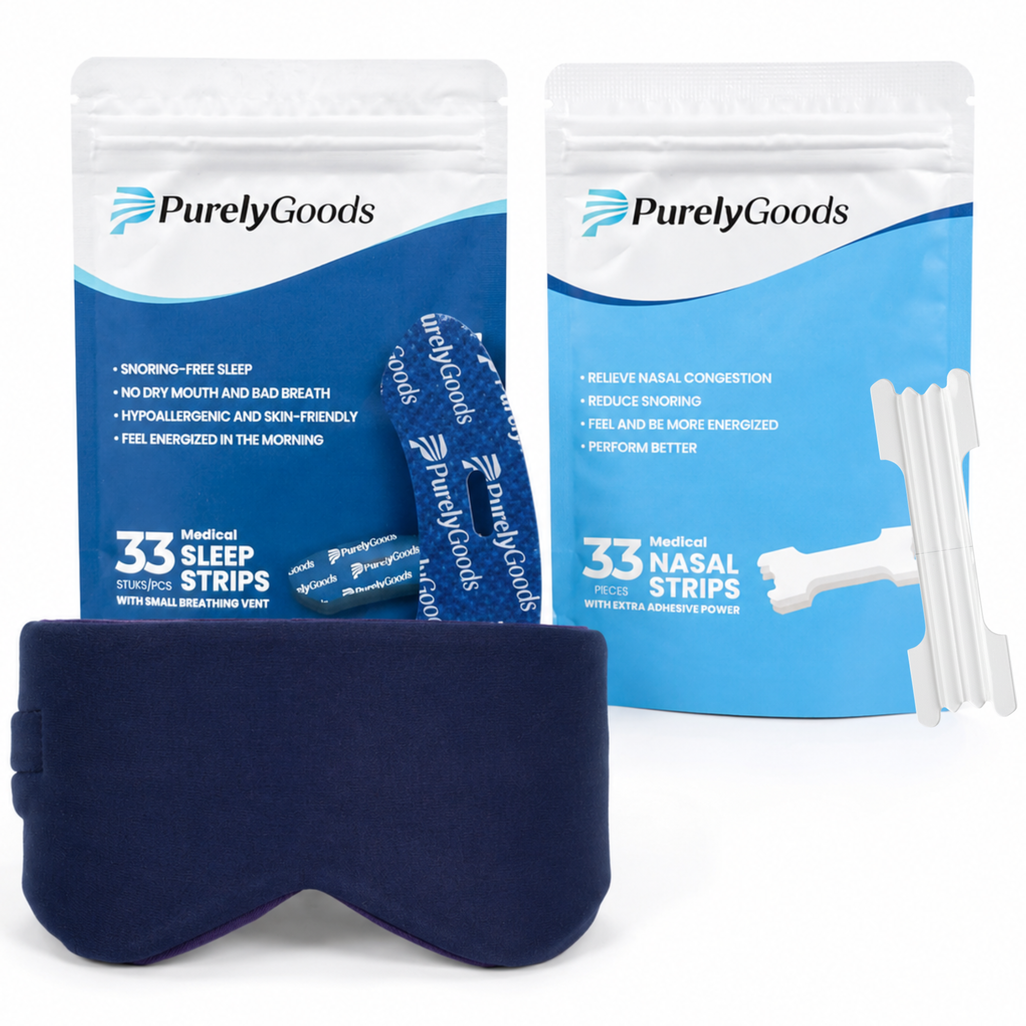 PurelyGoods slaappakket met slaapmasker, mondtape en neusstrips