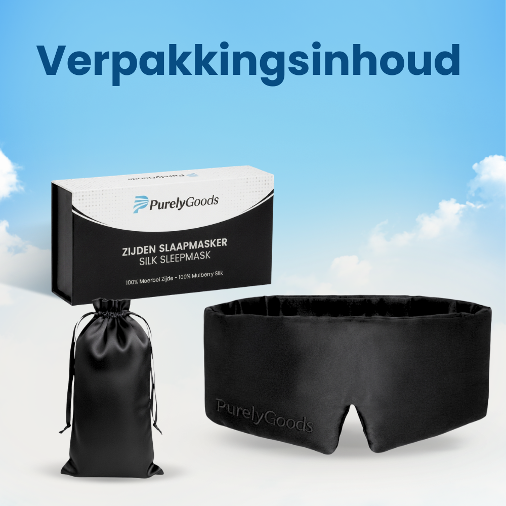 PurelyGoods zijden slaapmasker met verpakking en opbergzakje