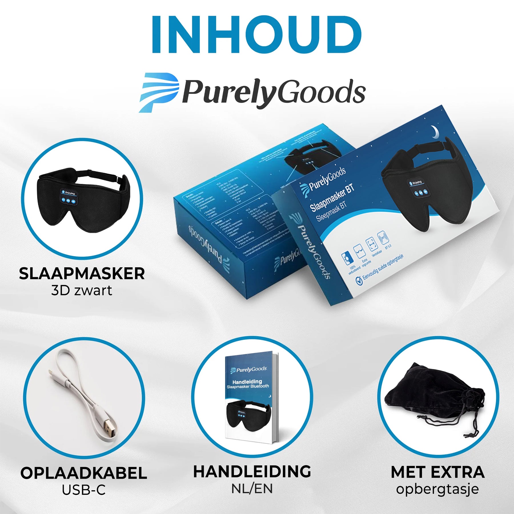 inhoud verpakking slaapmasker bluetooth