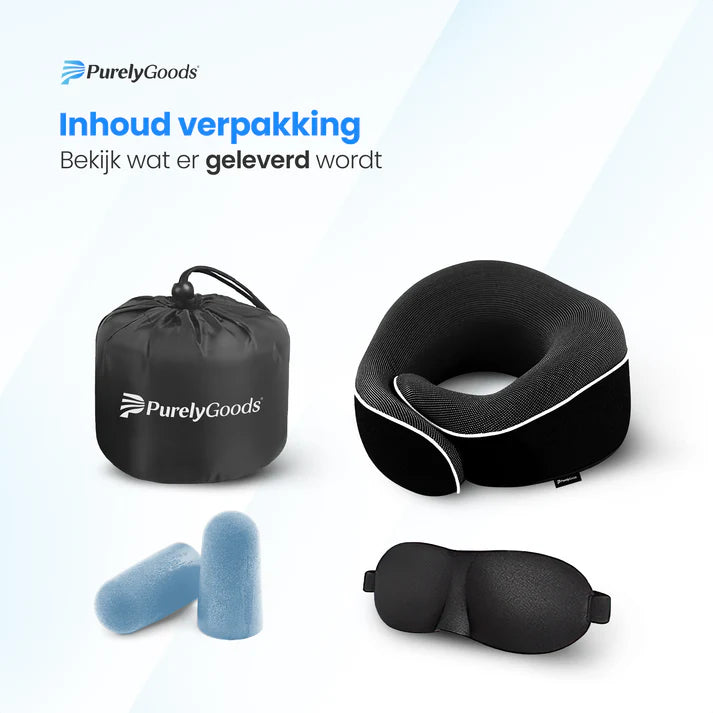 Inhoud PurelyGoods reiskussen vliegtuig set verpakking