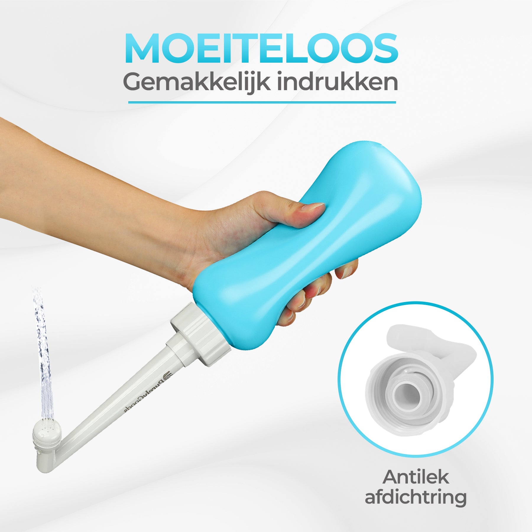 De PurelyGoods mobiele bidet blauw is makkelijk in gebruik