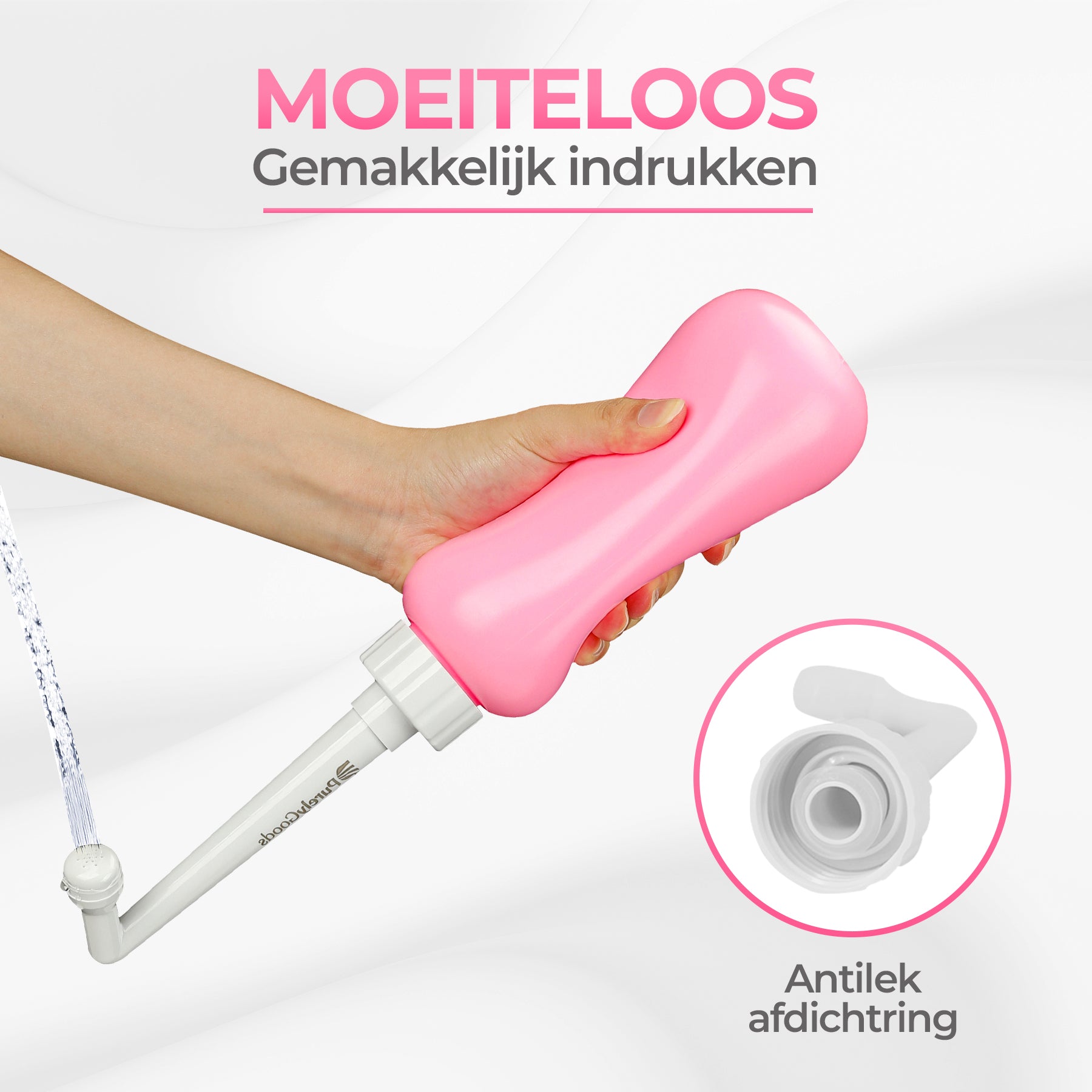 De PurelyGoods mobiele bidet roze is makkelijk in gebruik