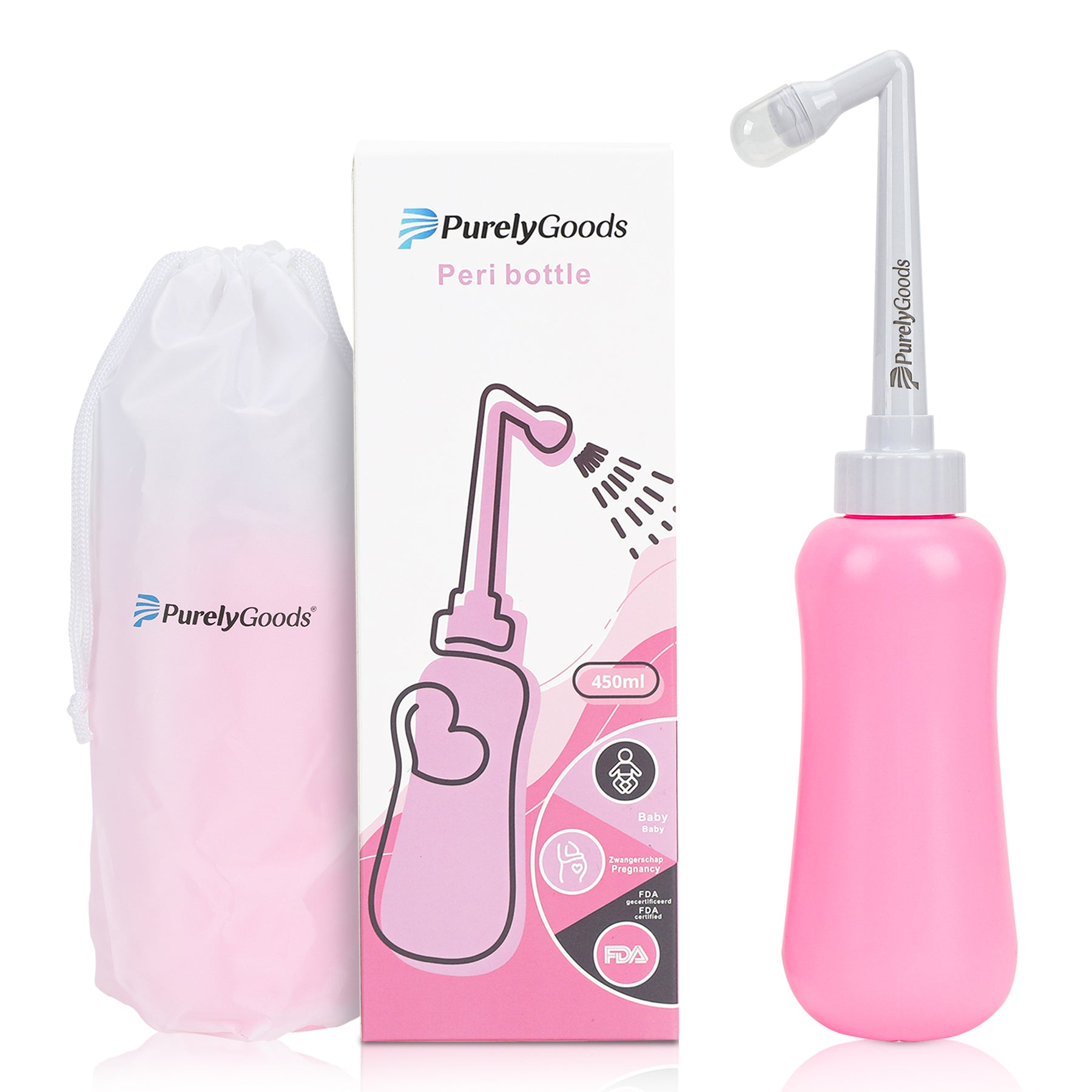 PurelyGoods roze peri bottle verpakkingsinhoud