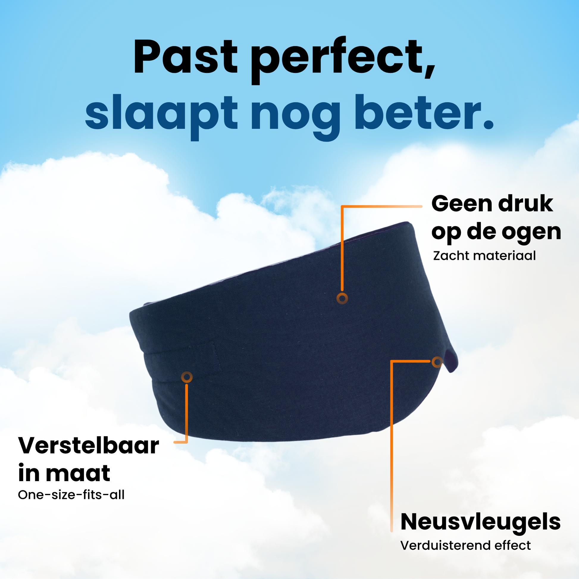PurelyGoods slaapmasker donkerblauw eigenschappen weergegeven