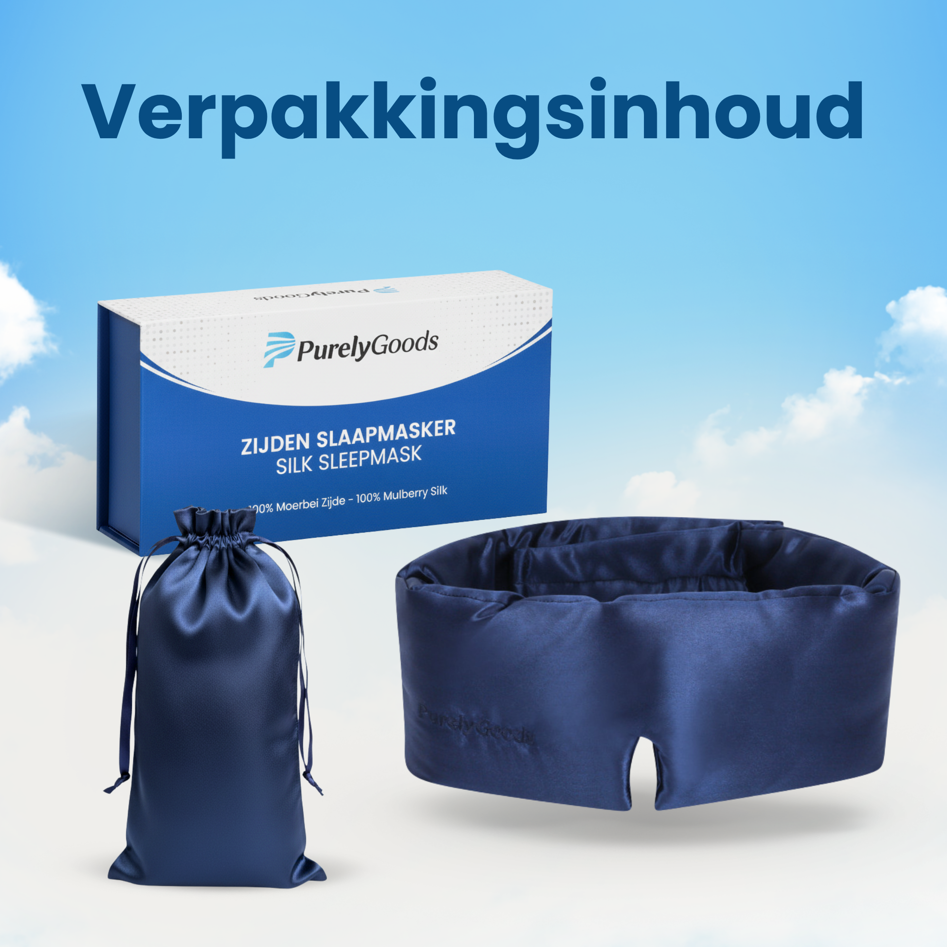 PurelyGoods slaapmasker zijde verpakkingsinhoud