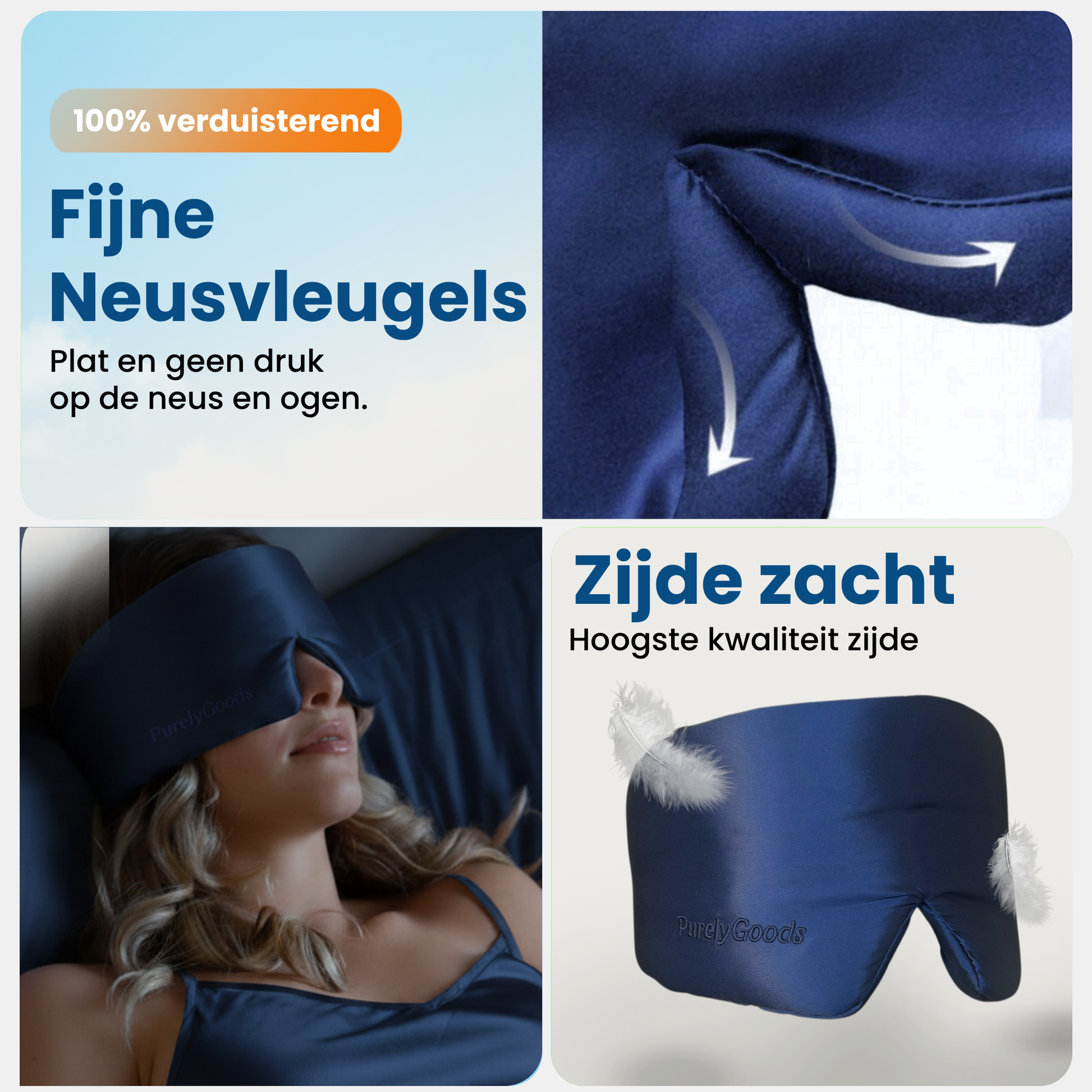 PurelyGoods zijden oogmasker met neusvleugels