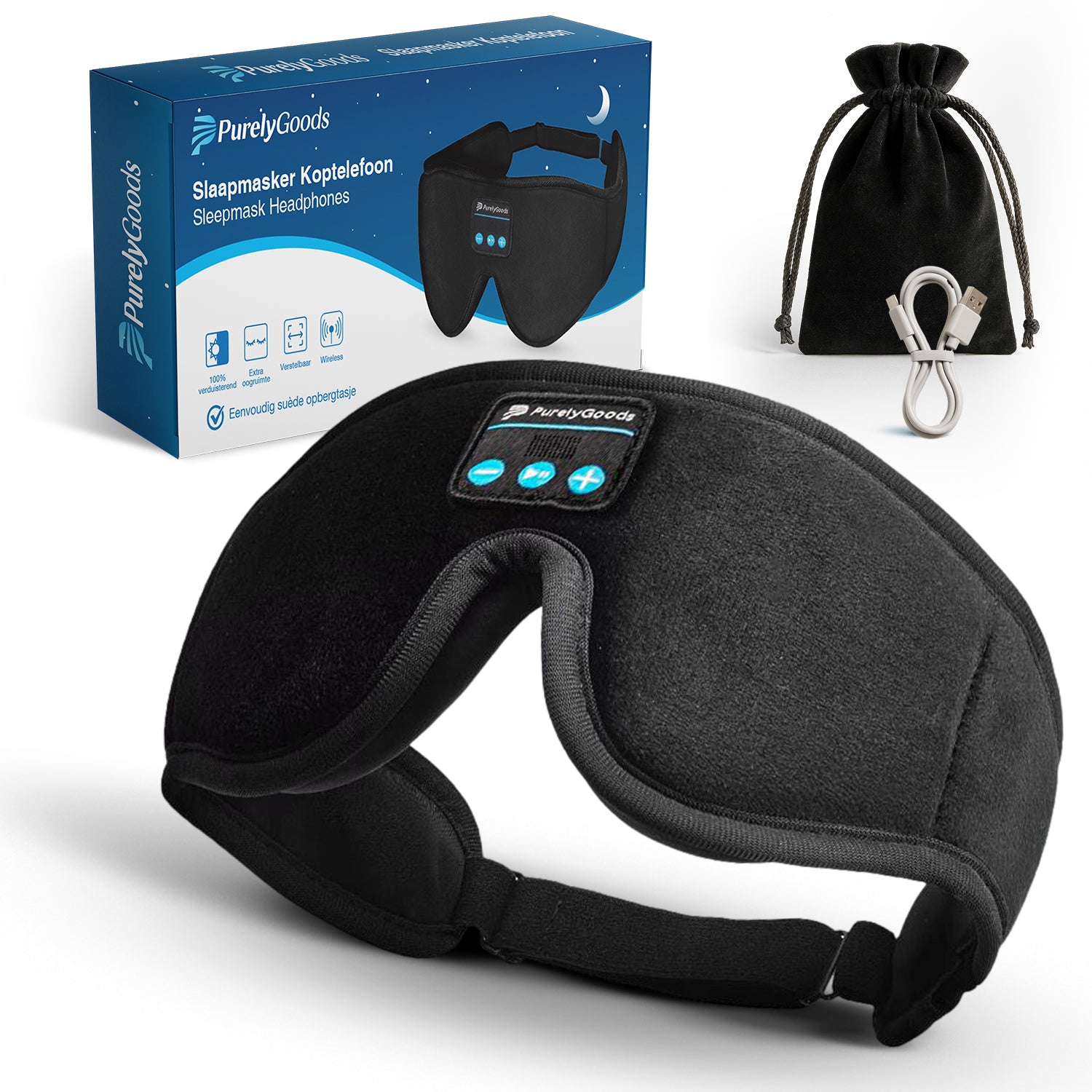 PurelyGoods slaapmasker koptelefoon vooraanzicht