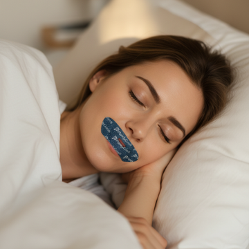 Vrouw gebruikt PurelyGoods mondtape tijdens het slapen
