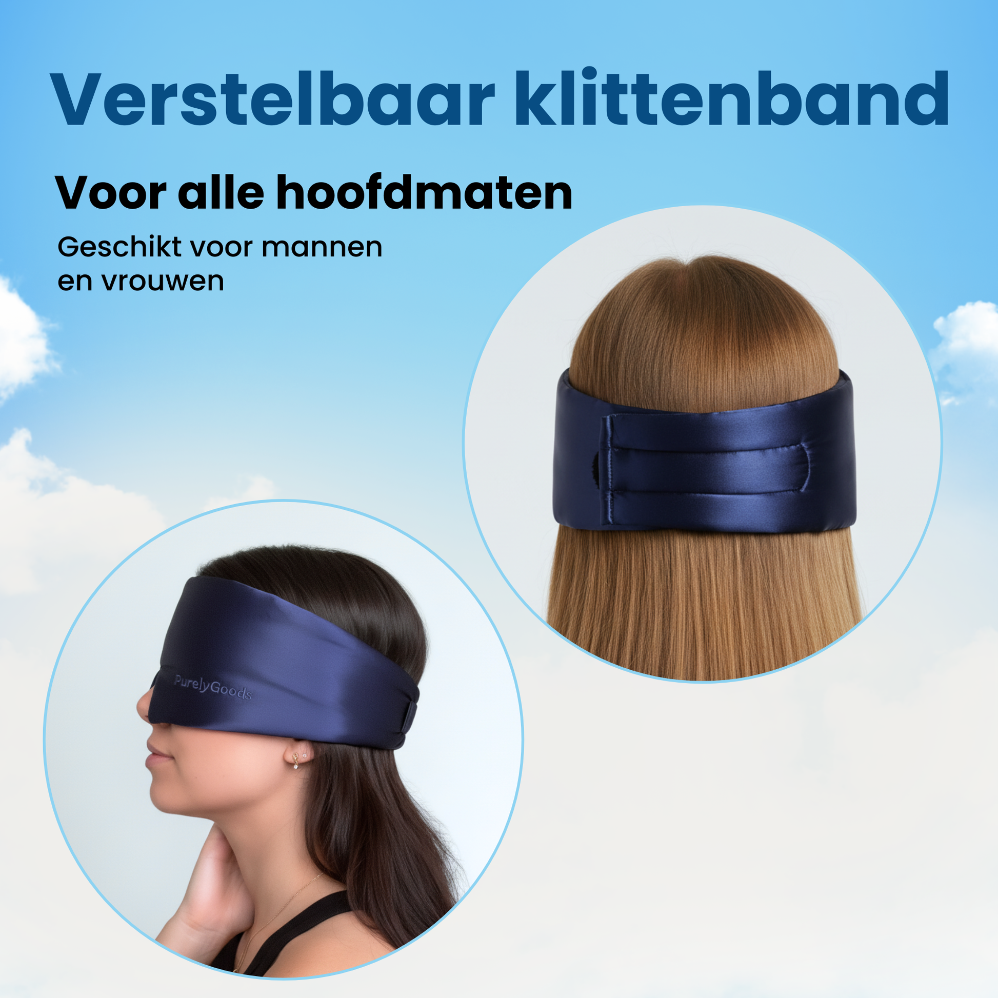 Zijde slaapmasker PurelyGoods verstelbaar klittenband