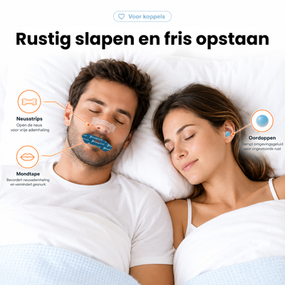 Anti-snurk set voor koppels met neusstrips, mondtape en oordoppen