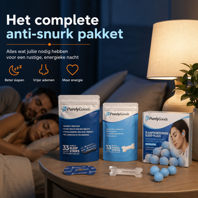 Compleet anti-snurk pakket voor koppels met mondtape, neusstrips en siliconen oordoppen