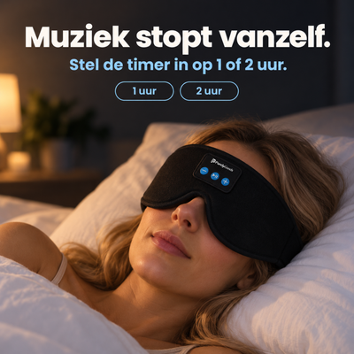 PurelyGoods Bluetooth slaapmasker met timer die muziek automatisch na 1 of 2 uur stopt