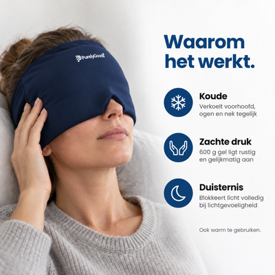 PurelyGoods migraine masker verkoelt voorhoofd, ogen en nek met zachte druk en volledige duisternis