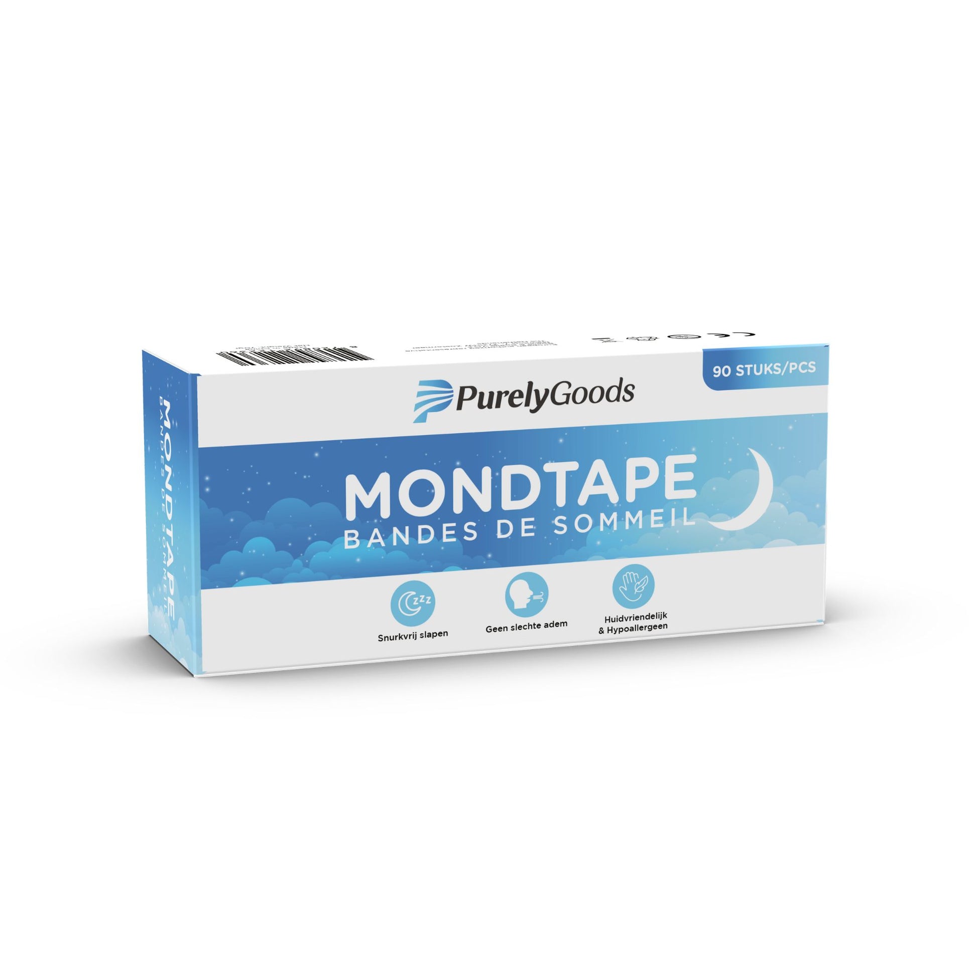 PurelyGoods mondtape verpakking met 90 stuks voor beter slapen en neusademhaling