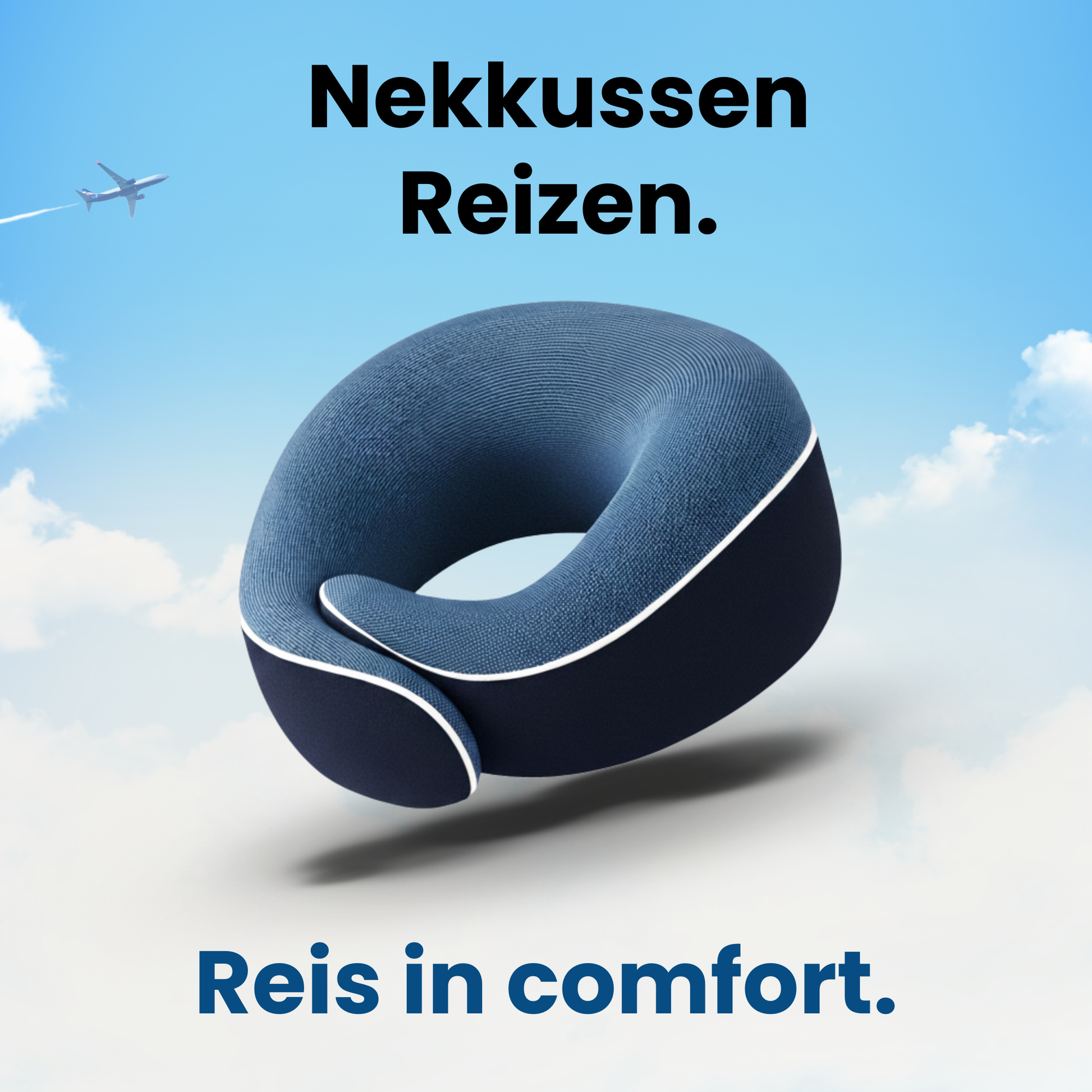 PurelyGoods traagschuim nekkussen voor reizen, ontworpen voor comfortabel en ontspannen reiscomfort in vliegtuig, auto of trein