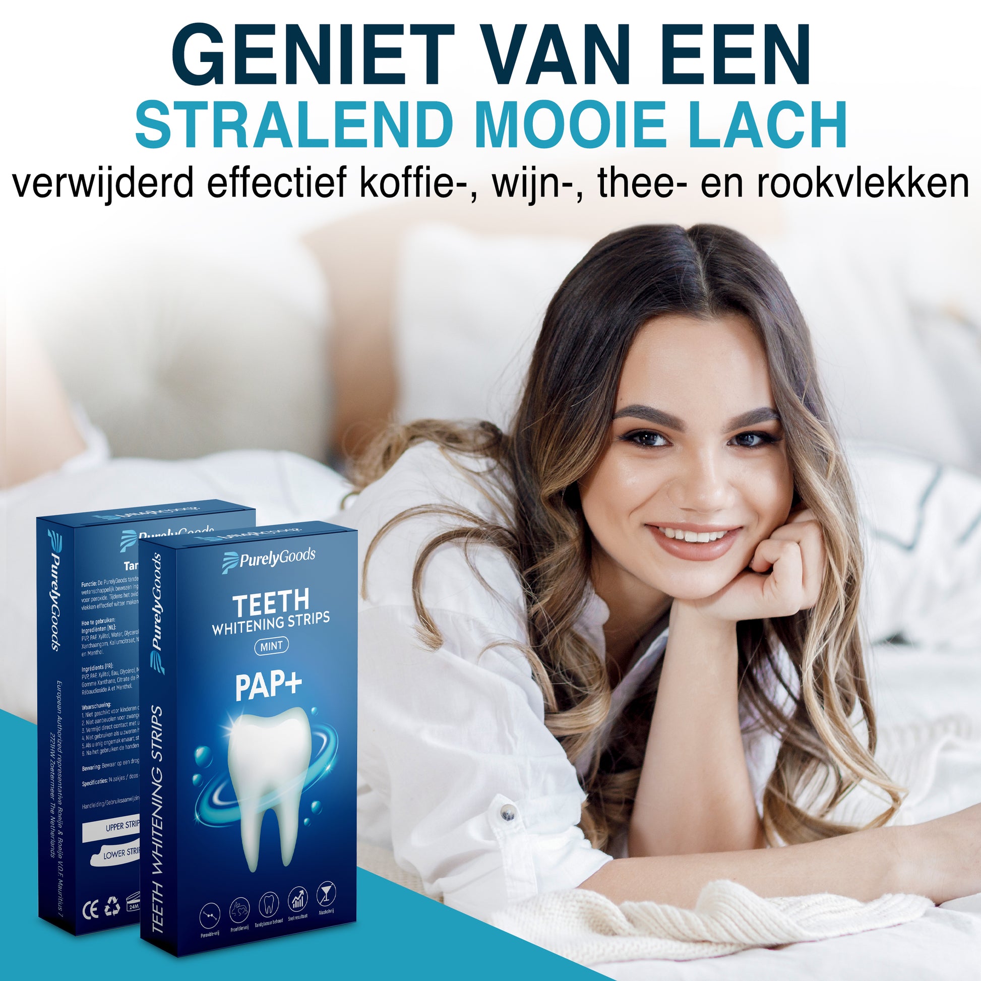 PurelyGoods PAP+ tanden bleek strips voor stralende lach en verwijderen van koffie-, thee- en rookvlekken