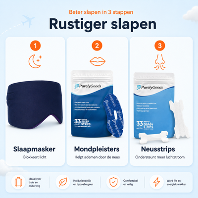 PurelyGoods slaappakket met slaapmasker, mondpleisters en neusstrips voor rustiger slapen