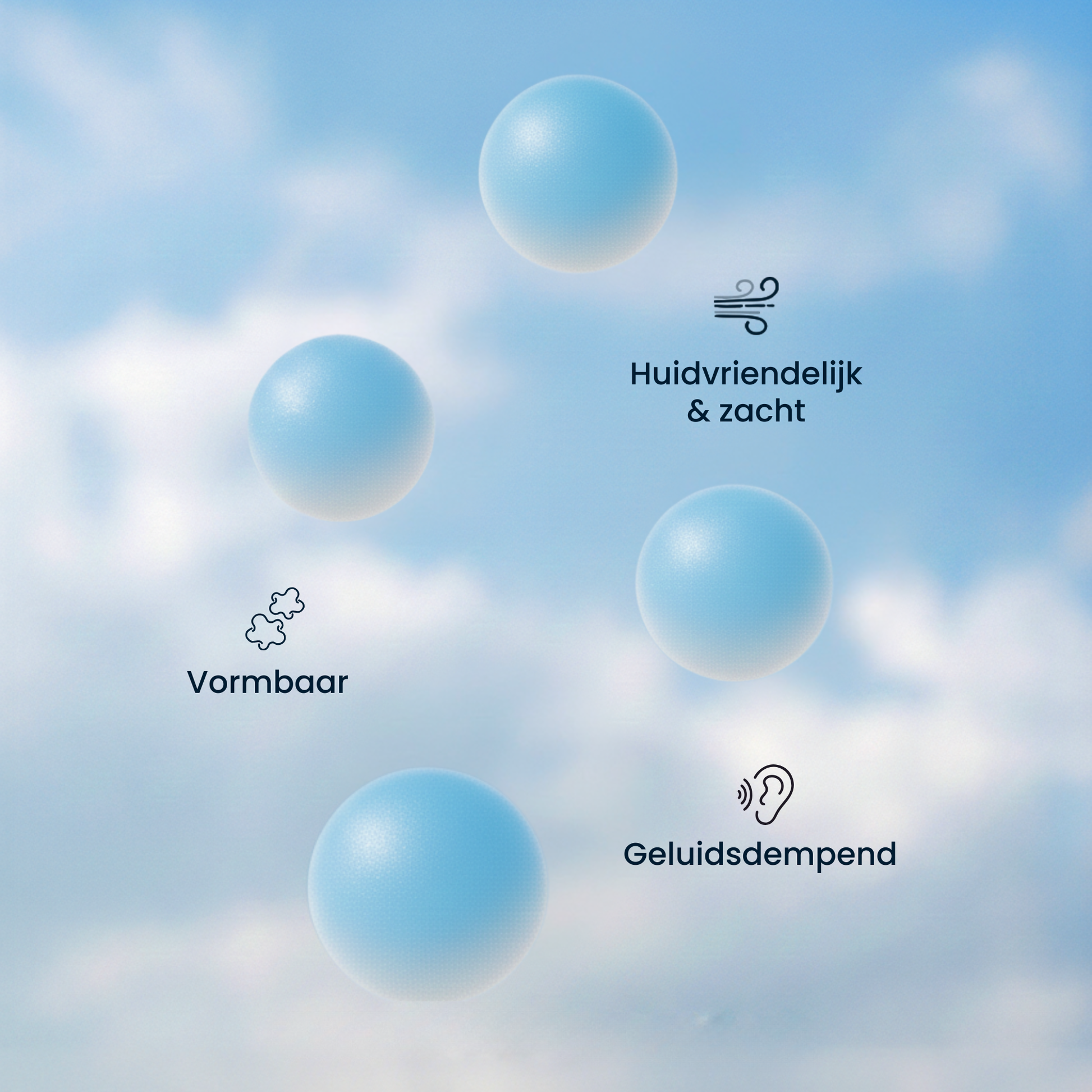 PurelyGoods slaapoordoppen siliconen huidvriendelijk en zacht materiaal, vormbaar ontwerp en geluidsdempende eigenschappen.