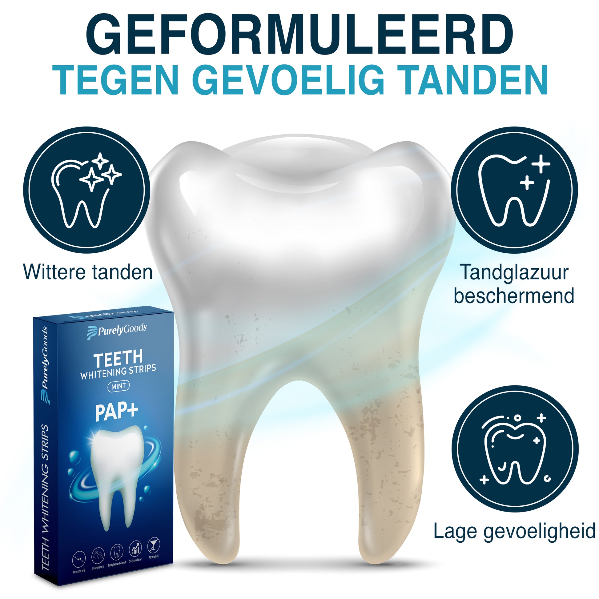 PurelyGoods PAP+ tandenbleekstrips voor gevoelige tanden en bescherming tandglazuur