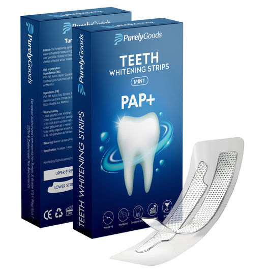 PurelyGoods PAP+ teeth whitening strips mint voor veilig tanden bleken thuis