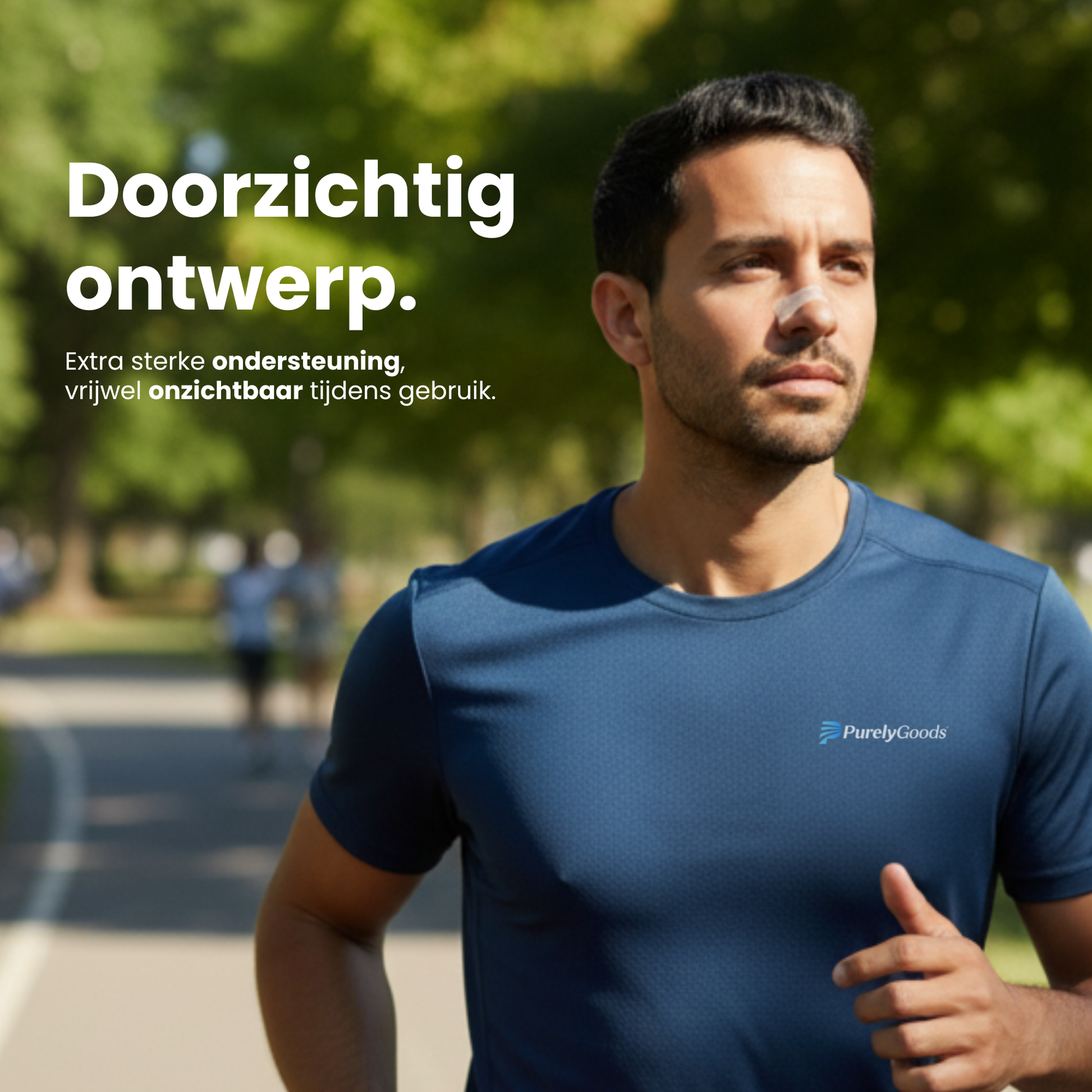 PurelyGoods transparante neusstrips bieden extra sterke ondersteuning en zijn vrijwel onzichtbaar tijdens gebruik.