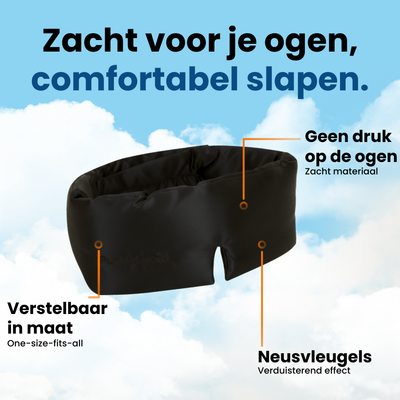 Zwart PurelyGoods zijden slaapmasker van 22 momme 6A zijde, met zachte pasvorm, verstelbare maat en ontwerp zonder druk op de ogen.