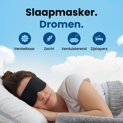 Zacht en verduisterend slaapmasker geschikt voor zijslapers en comfortabel slapen
