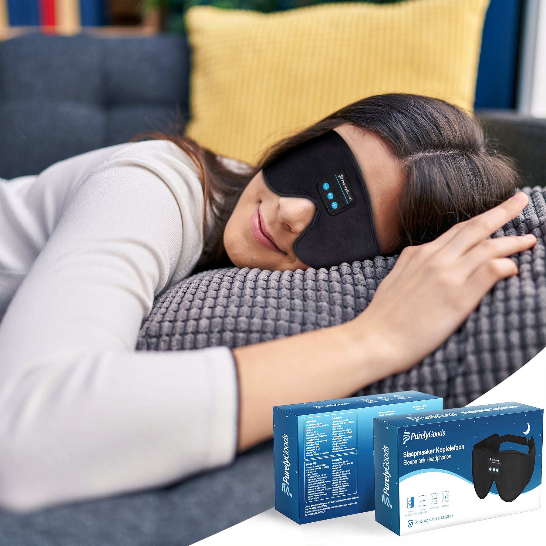Slaapmasker koptelefoon voor ontspanning