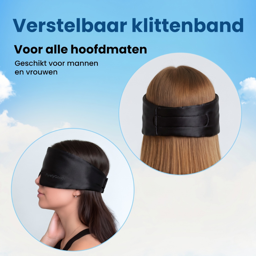 Zijden slaap masker met verstelbare klittenband voor alle hoofdmaten