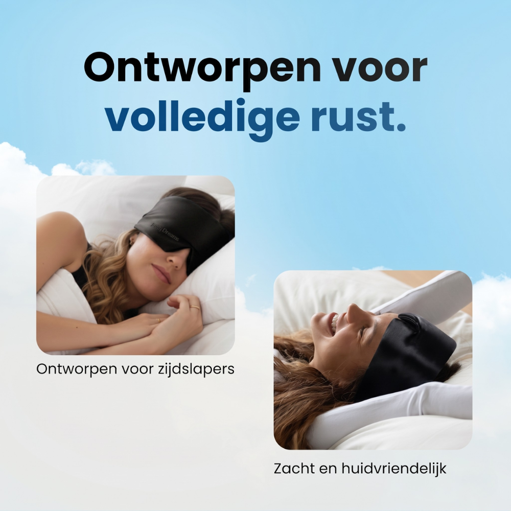 Zijden slaapmasker ontworpen voor volledige rust en comfortabel slapen